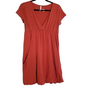 Comfortable Orange Dress with Pockets